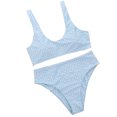 thumbnail image 2 of Neinkie 2PCS Bikini Maillot de Bain Femme Col Rond Crop Tank Haute Coupe String Bas Tenue Maillots de Bain, 2 of 7