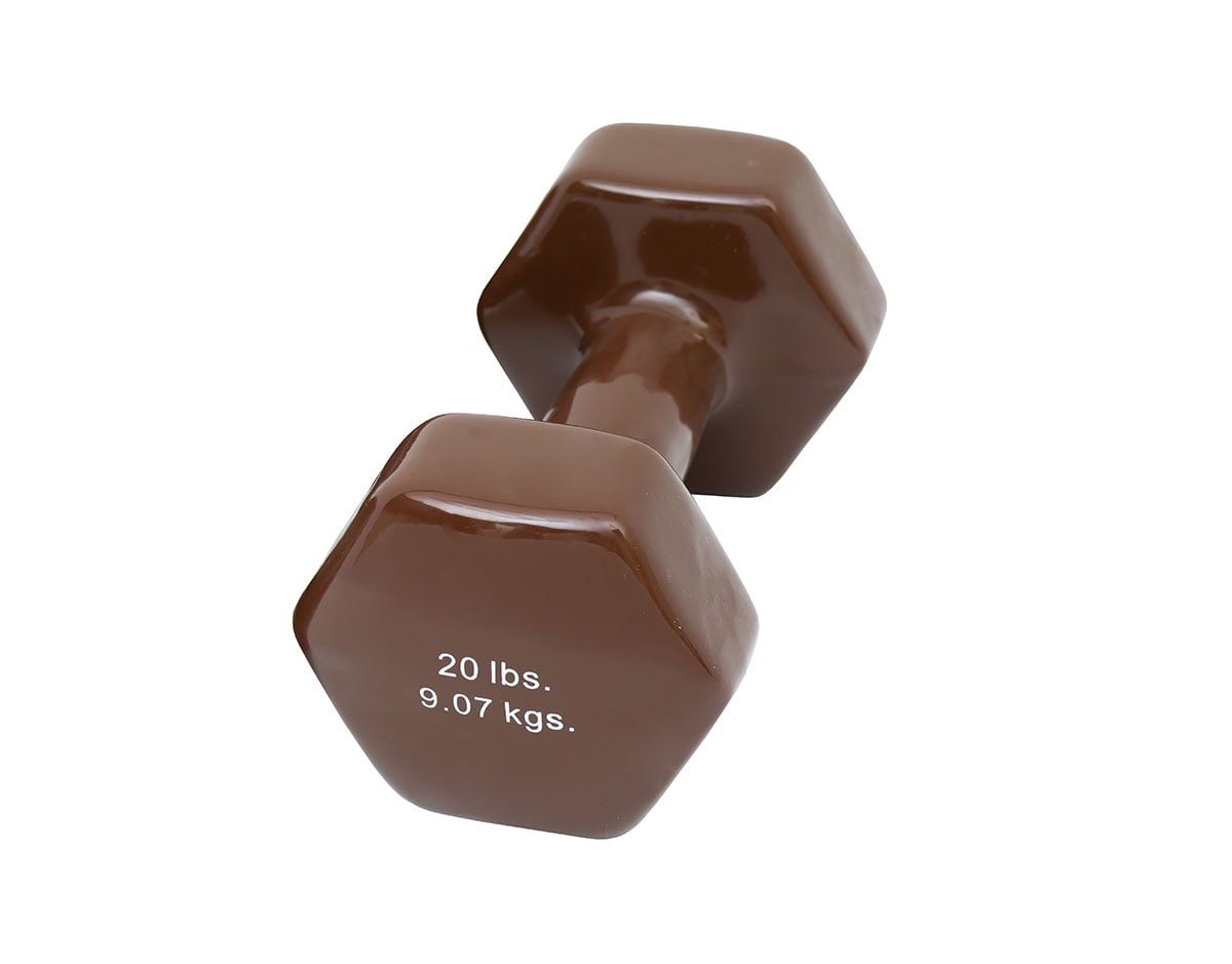 Vinyl-coated iron dumbbell,brown, 20 lb, 1 each