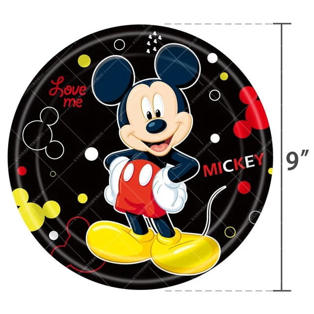 Juego de vajilla desechable para decoración de fiesta de Mickey Mouse, plato y vaso de papel, mantel para Baby Shower, elementos de recuerdo de fiesta de cumpleaños para niños