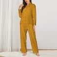 thumbnail image 2 of Lsque Gold Glitter Pattern Long Sleeve Pajama Set for Women - Soft 2-Piece Sleepwear and Loungewear Set with Pockets, Comfy Nightwear-Medium, 2 of 7