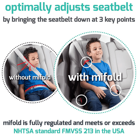 mifold Comfort grab-and-go portable backless car booster seat, Ocean blue