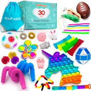 Sensory Fidget Toys Set - 30 Pack - Relieves Stress Fidgets for Girl, Boys, Kids in Gift Box for Birthday, Christmas Gift