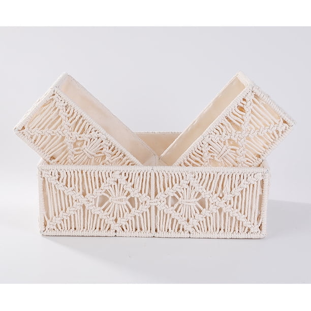 Caja de almacenamiento de escritorio Cesta de almacenamiento de cuerda de algodón tejida de cáñamo Cesta de almacenamiento Cesta de refrigerio Cesta de artículos diversos Cesta organizadora de
