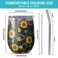 thumbnail image 5 of 12oz Stemless Wine Tumblers Black Geometric Sunflower Pattern Vacuum Insulated Stainless Steel Travel Tumbler Cups Mug with Lid and Straw for Champaign,Cocktail,Beer with Cleaning Brush, 5 of 5