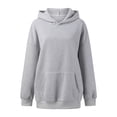 thumbnail image 4 of FASHOFT Oversized Hoodies for Women Trendy Comfy Pullover Hooded Sweatshirt Plain Casual Fall Long Sleeve Tops Grey S, 4 of 9