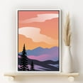 thumbnail image 2 of PixonSign Framed Canvas Print Wall Art Mountains at Sunset Geometric Shapes Illustrations Modern Art Rustic Portrait Relax/Calm Multicolor Boho Decor for Living Room, Bedroom - 24"x36" White, 2 of 5