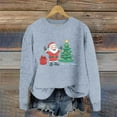 thumbnail image 2 of Nfurl Womens Ugly Christmas Sweaters Cute Xmas Tree Santa Claus Graphic Knit Pullover Sweater Long Sleeve Crewneck Christmas Clothes Blue L, 2 of 5
