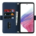 thumbnail image 4 of Crossbody Wallet for Samsung Galaxy A53 5G Case with Adjustable Lanyard Strap Credit Card Holder 6.3",PU Leather Handbag Purse Kickstand Make Up Mirror Cover Case for Men Women Girl,Blue, 4 of 14