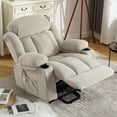 thumbnail image 2 of Power Lift Recliner for Elderly, Heavy Duty Electric Recliner Chair with Remote, Plush Fabric Reclining Sofa Chair, Beige, 2 of 7