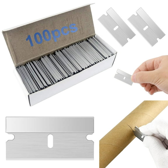 100Pcs Stainless Steel Single Side Scraper Blade