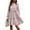 Dusty Pink, variant on Women's Frill Printed Mock Neck Long Sleeve Mini Dress Tied Frill Sheer with Opaque Body Not Lined 100% Polyester