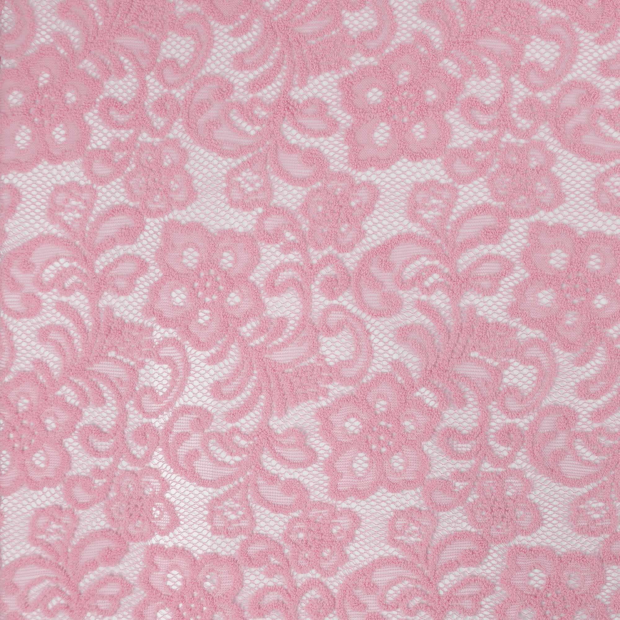 Romex Textiles 100% Polyester Chenille Lace Fabric with Flower Design - Pink