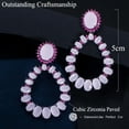 thumbnail image 6 of Oval Black Gold Plated Cubic Zirconia Pink Long Wedding Dangling Drop Earrings, 6 of 8