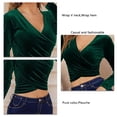 thumbnail image 3 of Tops De Color Puro, Camisa Con Dobladillo Envolvente De Pleuche Suave Elegante Para Dama Para Fiesta De Navidad ANGGREK  Otros, 3 of 5