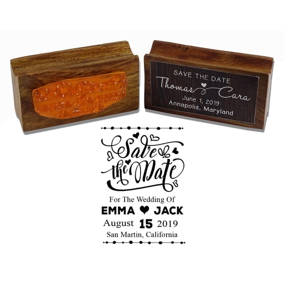 Printtoo Custom Designer Text Save The Date Wedding Invitation Wood Mounted Rubber Stamp