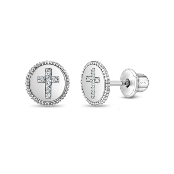 Glittering Grace Kids / Children's / Girls Earrings Screw Back - Sterling Silver
