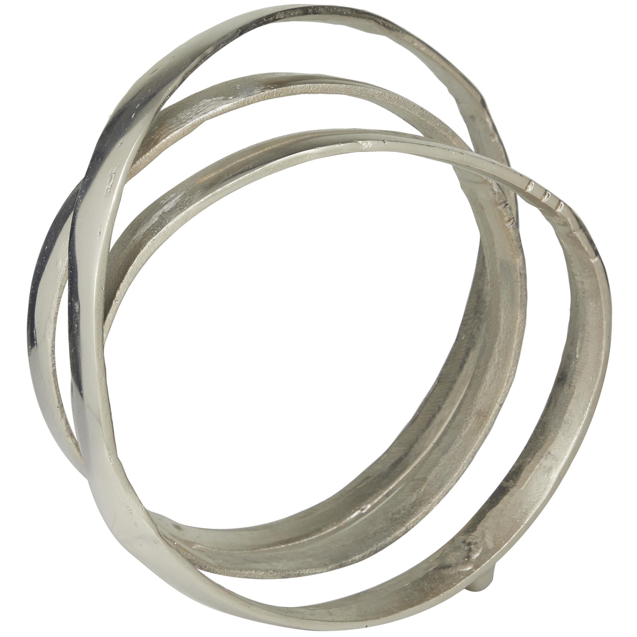 12" x 13" Silver Aluminum Metal Looped Abstract Sculpture, by DecMode