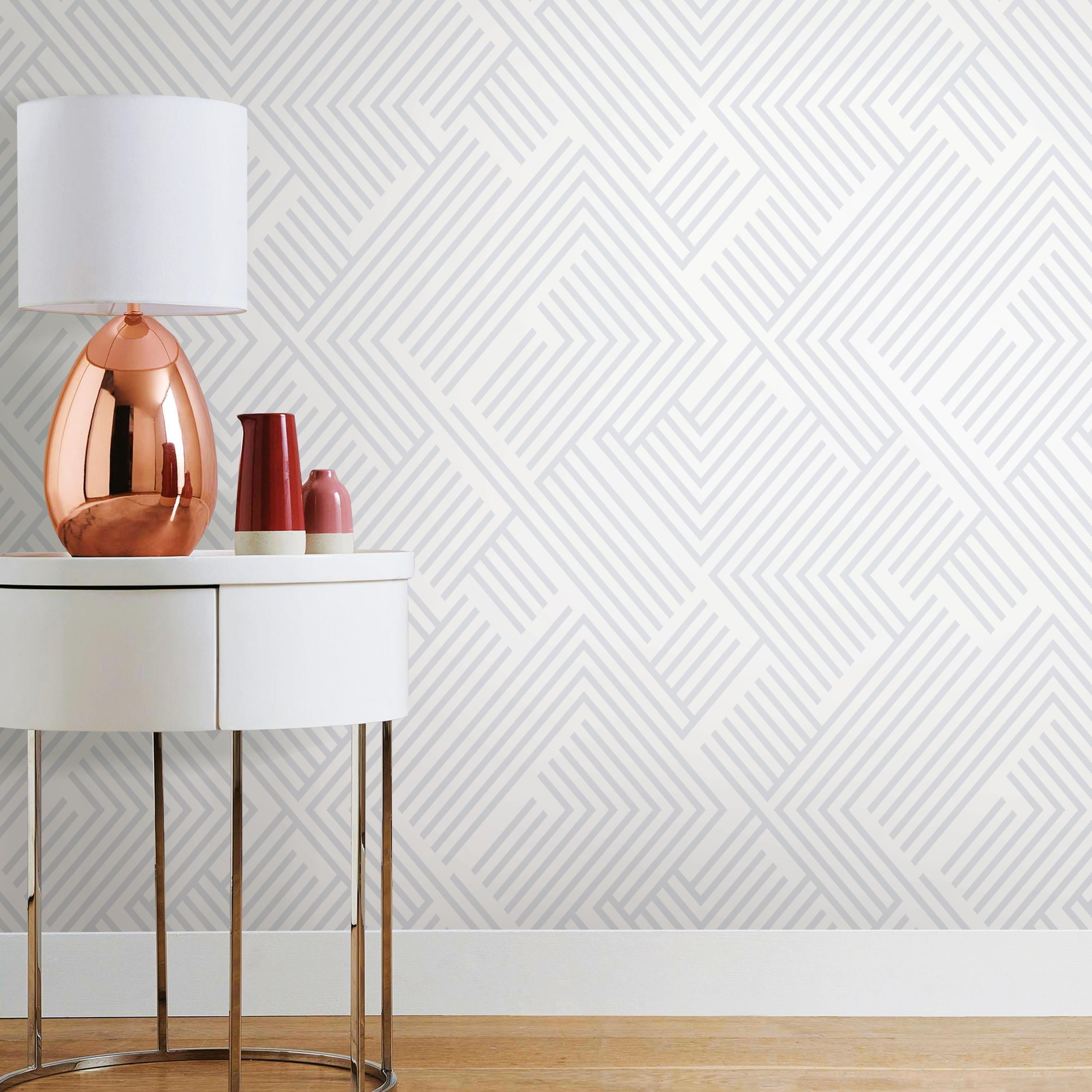 RoomMates Silver Perplexing Geometric Peel and Stick Wallpaper