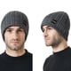 thumbnail image 4 of Gorro de invierno con forro de satén para mujer y hombre, gorro holgado con forro de seda para invierno, gorro de punto cálido con puños, 4 of 5