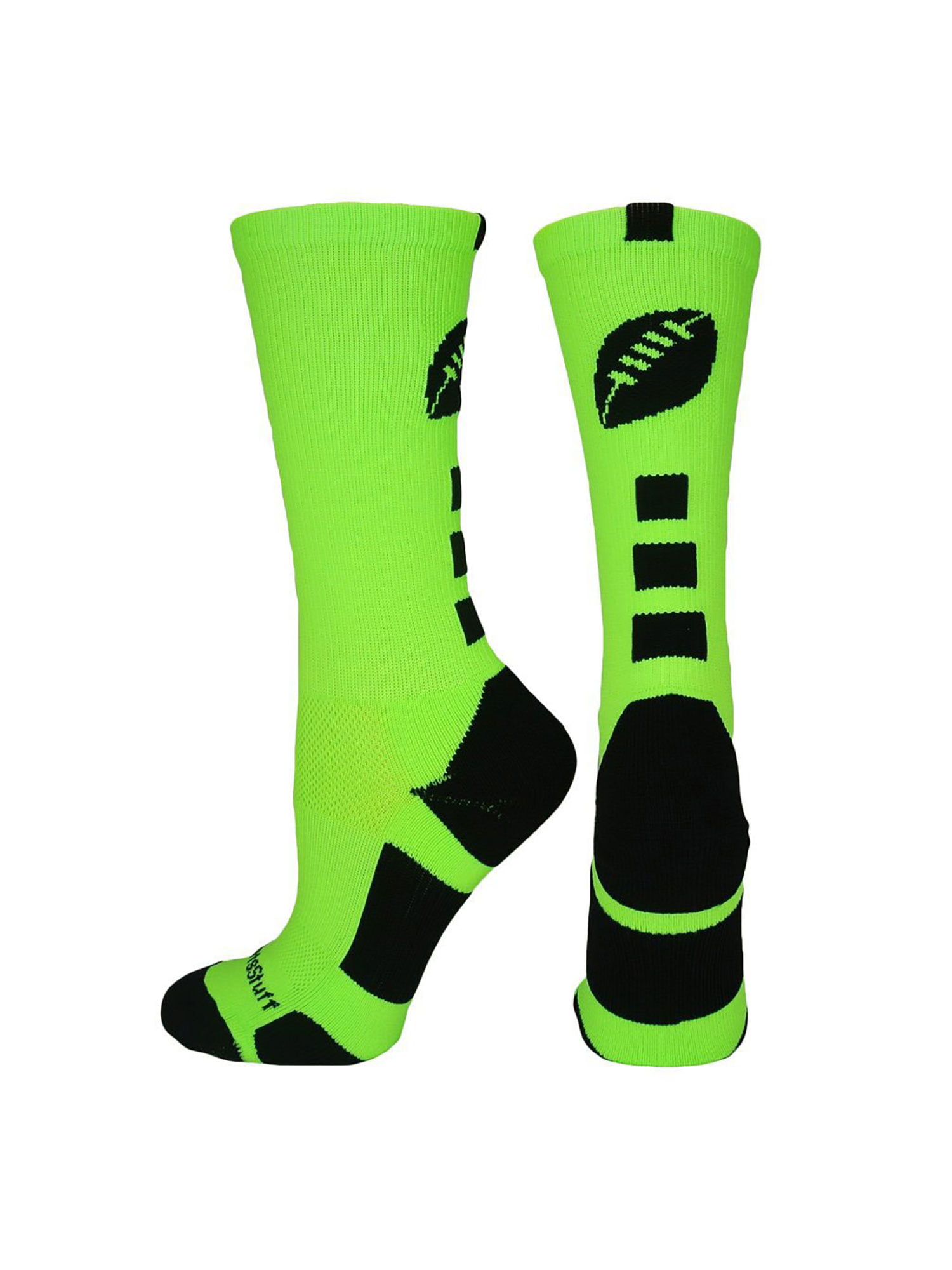 Football Logo Crew Socks (Neon Green/Black, Large) - Walmart.com