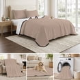 thumbnail image 6 of Queen Quilt Set 90''x96'', Warm Beige Lightweight Summer Bedspread Coverlet Set with 2 Pillow Shams, Solid Color Farmhouse Beige Breathable All Season Quilt Bedding for Bedroom/Guest Room, 6 of 9