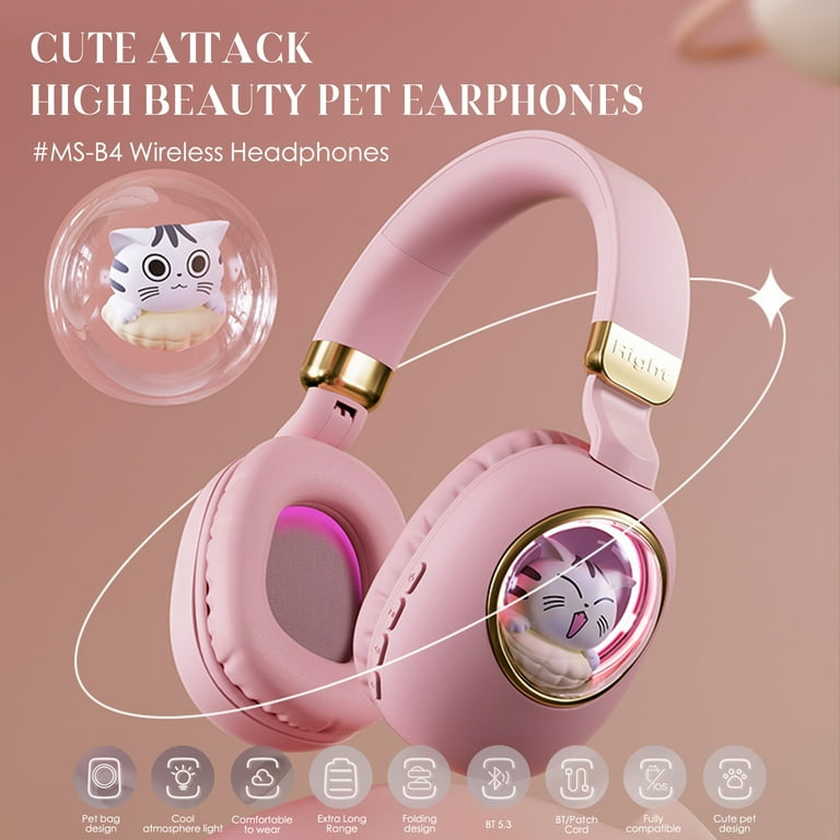 ametoys Cute Cartoon Wireless BT5.3 Headphones Over Ear Gaming