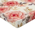 thumbnail image 4 of Ambesonne Rosetta Fitted Sheet, Vintage Rose Floral Boho, California King, Coral Cream and Sage Green, 4 of 5