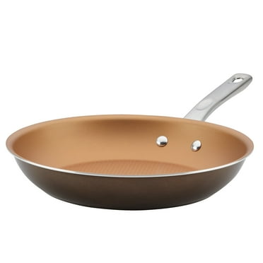 Ayesha Home Collection 11.5" Porcelain Enamel Nonstick Skillet, Brown Sugar