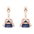 thumbnail image 4 of 14K Solid Gold Lever Back Stud Earrings for Women | 2 cttw Round Cut Simulated Blue Sapphire | Rose Gold, 4 of 5