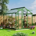 thumbnail image 1 of Serre en Polycarbonate Robuste 6 X 8 Pi avec Cadre en Aluminium, Évent de Toit, Protection UV, Installation Rapide, Conception à Entrée Piétonne pour Jardin Extérieur - Cour Arrière et Patio, 1 of 7
