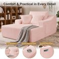 thumbnail image 6 of Leumius Oversized Chaise Lounge Chair Indoor,67'' Faux Fur Upholstered Boneless Sofa Bed,Deep Seat Sleeper Cloud Sofa with Cup Holders & 3 Pillows for Living Room, No Assembly Required,Pink, 6 of 15