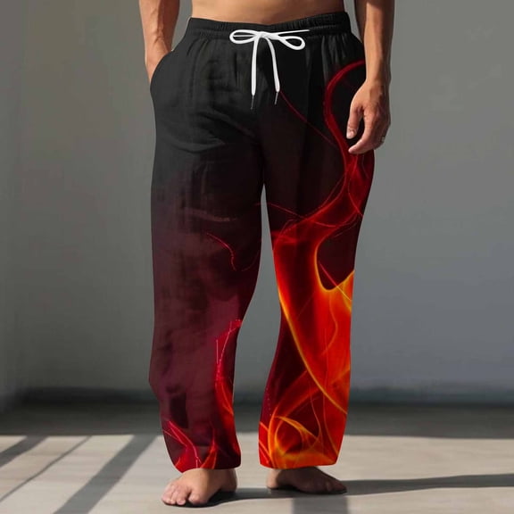 Blmnix Low Waisted Men Pants Baggy Lounge Pants Palazzo Pj Pants Sweatpants Wide-Leg Red Full Mens Pants Casual,XXXXL