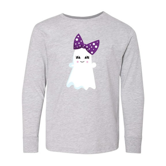 Inktastic Little Ghost, Cute Ghost, Ribbon, Halloween Long Sleeve Youth T-Shirt