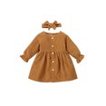 thumbnail image 1 of xiaxaixu Enfants Couleur Unie Col Rond Manches Longues une Seule Pièce avec Bandeau, 1 of 9