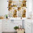 thumbnail image 3 of Sunflowers Kitchen Curtains Valances and Tiers Set of 3 Spring Daisy Floral Butterfly Dragonfly Linen Texture Tier Curtains and Valance with Rod Pocket for Small Windows, 27.5"x24", 3 of 9