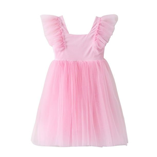 Odeerbi Niñas Vestido Tul Volantes Vestido Verano Flor Niña Lazo Vestido Floral Niñas Sin Mangas Vestido Floral Sin Espalda