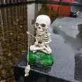 thumbnail image 4 of HUASHENG Statue de Pêche Squelette Figurine Résine Ornements d'Halloween pour Extérieur, Style Gothique Sculpture Décorative de Pêche Squelette, 4 of 5