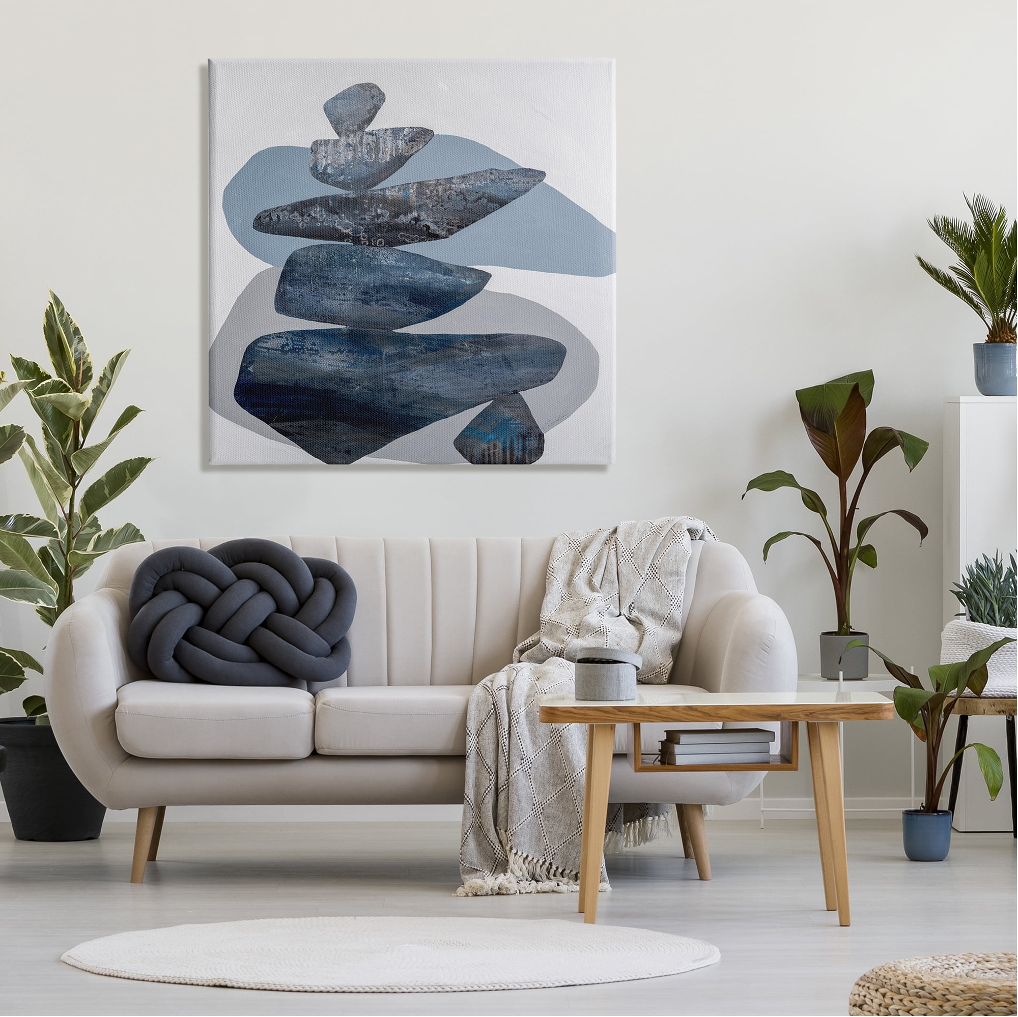 Stupell Grey Rocks Stacked Contemporary Abstract Painting Gallery Wrapped Canvas Print Wall Art