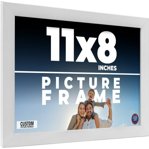 11x8 Frame White Solid Wood Picture Frame Includes UV Acrylic Shatter Guard Front, Acid Free Foam