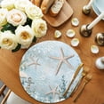 thumbnail image 2 of Teal Ocean Coastal Round 13 Inch Placemats Set of 4, Summer Beach Nautical Coral Starfish HeatResistant Non Slip Place Mats for Dining Table, Wipeable Braided Kitchen Table Mats for Housewarming, 2 of 9
