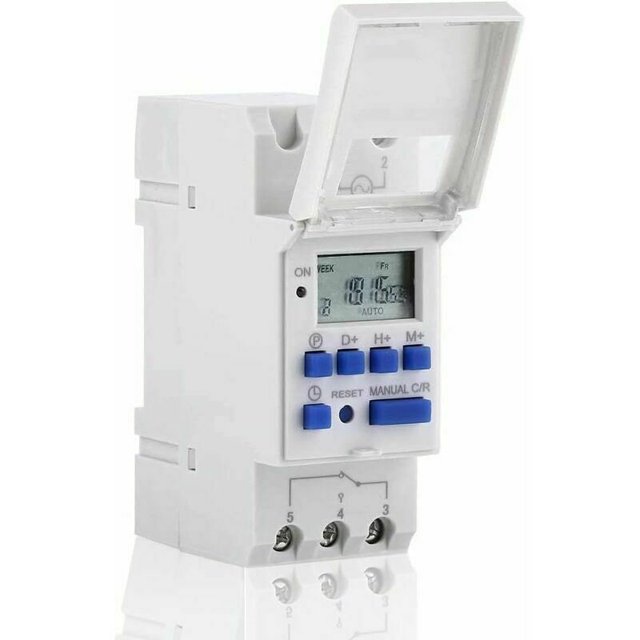 Desiderio Temporizador digital LCD, temporizador digital programable Pantalla LCD Interruptor de tiempo programable semanal Relé de retardo de tiempo Temporizador 16 encendido y 16 apagado (220 V)