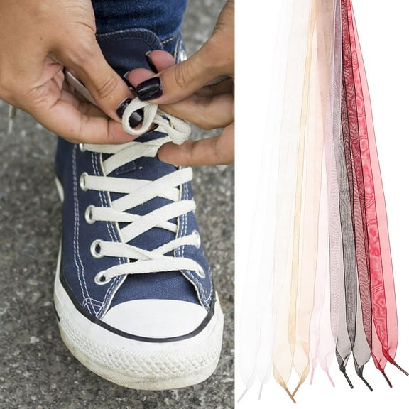 SOPOTUTU 5Pcs Ribbon Shoe Laces for Sneakers Chiffon DIY Style Women Wedding