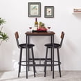 thumbnail image 2 of Yoneston 3 Piece Bar Table Set with PU Soft Stool, Pub Table Breakfast Table and 2 Stools for Kitchen Home, Black, 2 of 9