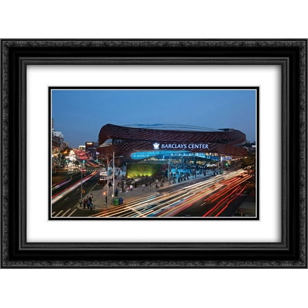 Barclays Center 2x Matted 24x20 Black Ornate Framed Art Print from the Stadium Series