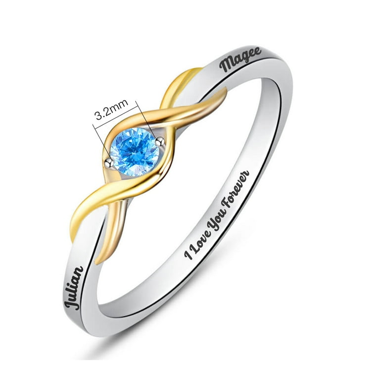 Engraved birthstone shop rings