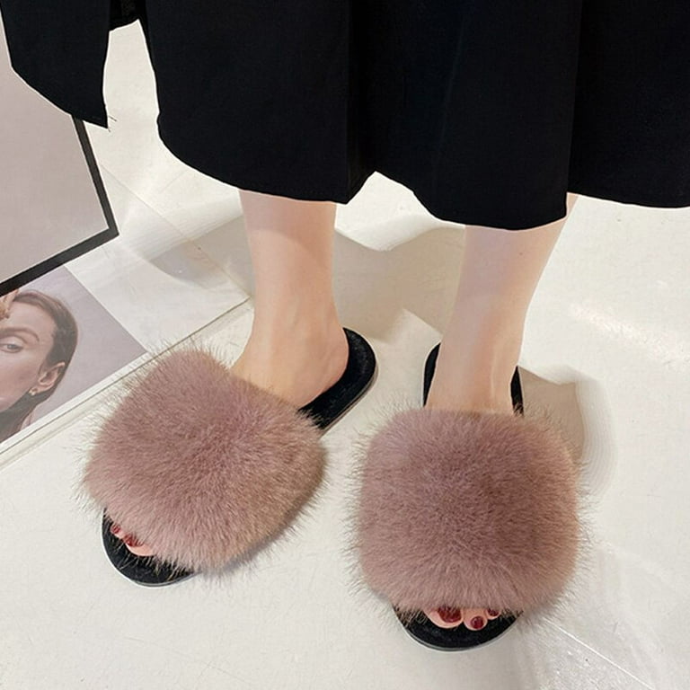 Buy Wholesale China Furry Fox Fur Slippers Female Summer Flip Flop