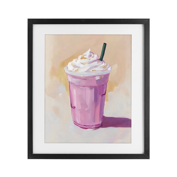 Stupell Industries Contemporary Pink Strawberry Shake Black Framed Print Under Glass, 13 x 16, by The Prints Vibe