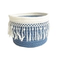 thumbnail image 2 of Cesta de almacenamiento Yesbay sin esquinas afiladas, gran capacidad, para toallas de algodón, cesta para guardar pequeños residuos, color azul, tipo alto, 2 of 8