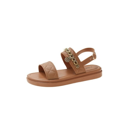 

Rotosw Ladies Sandals Open Toe Flat Sandal Summer Beach Shoe Fashion Casual Dressy Shoes Street Nonslip Flats Orange 7-7.5