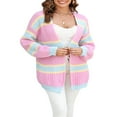 thumbnail image 3 of Women’s Plus Size Knit Cardigan Long Sleeve Contrast Color Sweater, 3 of 9